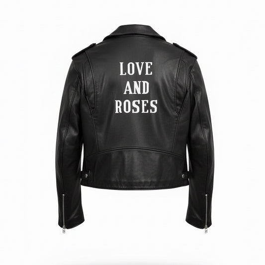 LOVE AND ROSES Leather Jacket — Black