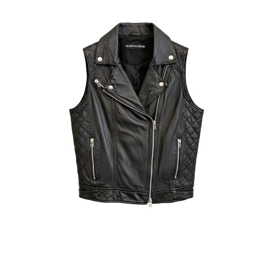 Leather Rider Vest — Noir